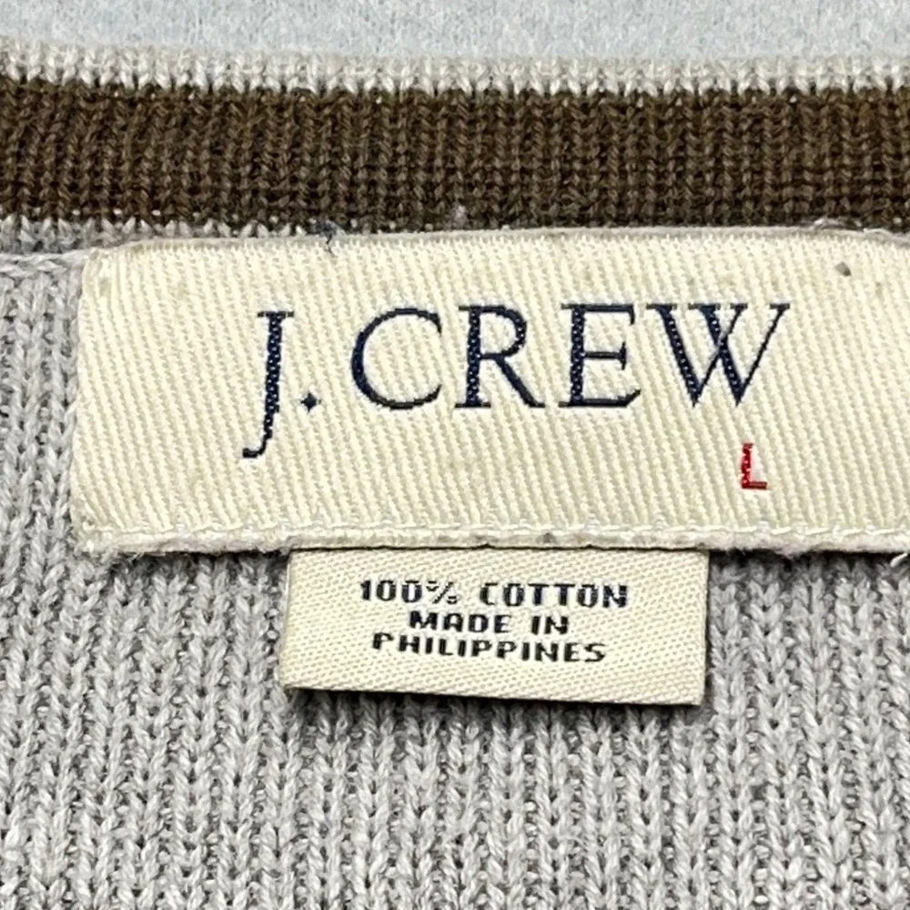 J. Crew Mens V Neck Sweater Light Gray 100% Cotton Size‎ L